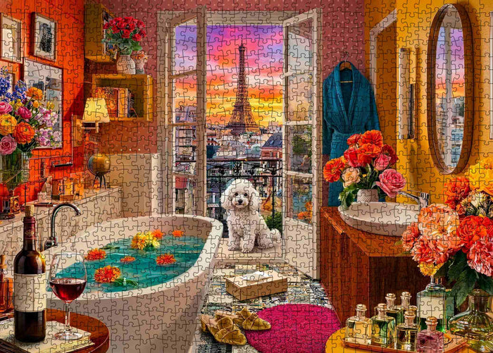 Paris Eiffel Tower Bathroom View Jigsaw Puzzle