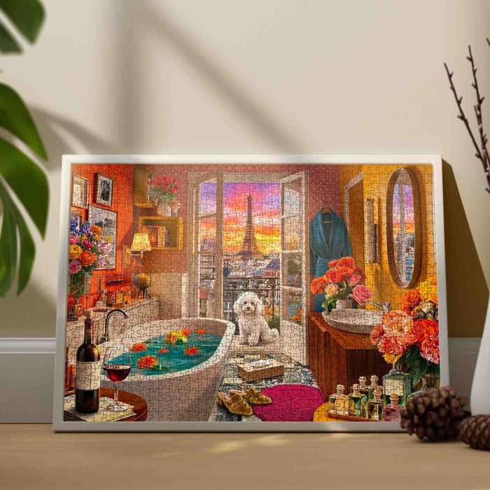 Paris Eiffel Tower Bathroom View Jigsaw Puzzle