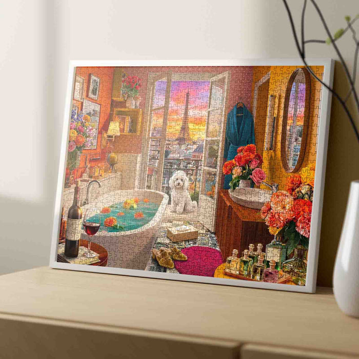 Paris Eiffel Tower Bathroom View Jigsaw Puzzle