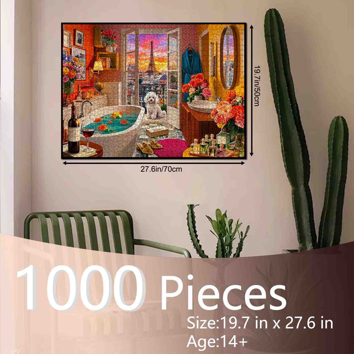 Paris Eiffel Tower Bathroom View Jigsaw Puzzle