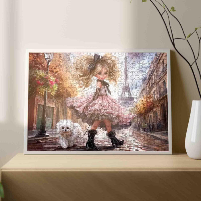 Paris Fashion Stroll Girl Jigsaw Puzzle