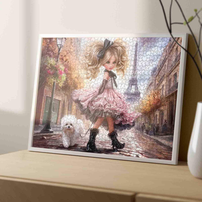 Paris Fashion Stroll Girl Jigsaw Puzzle