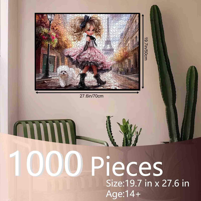 Paris Fashion Stroll Girl Jigsaw Puzzle