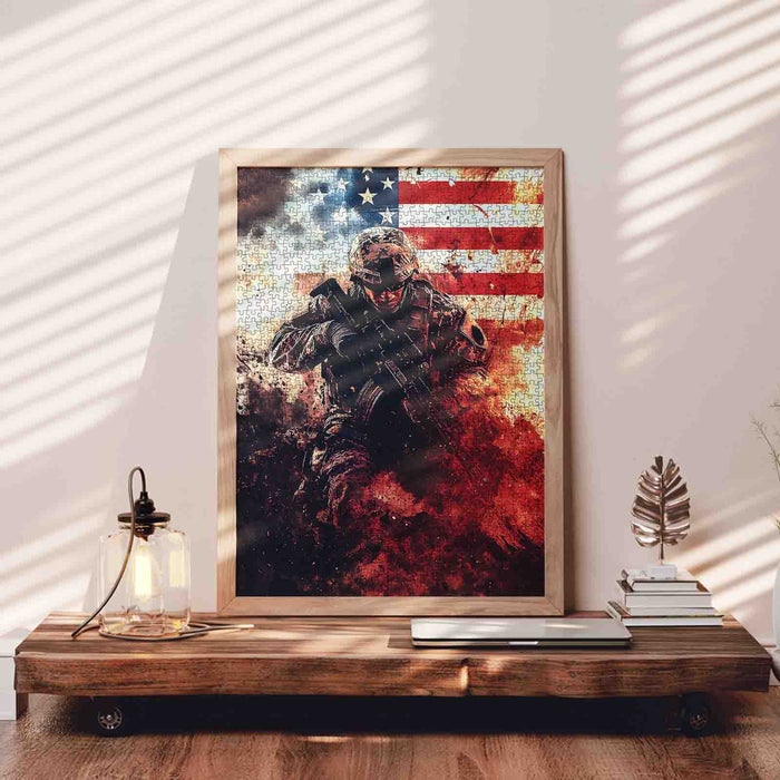 Patriotic Battlefield Soldier Jigsaw Puzzle