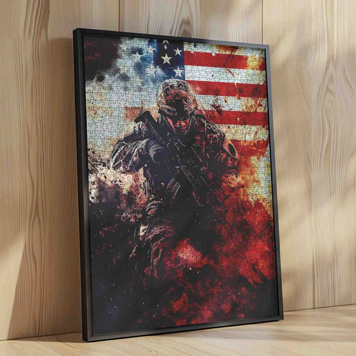Patriotic Battlefield Soldier Jigsaw Puzzle