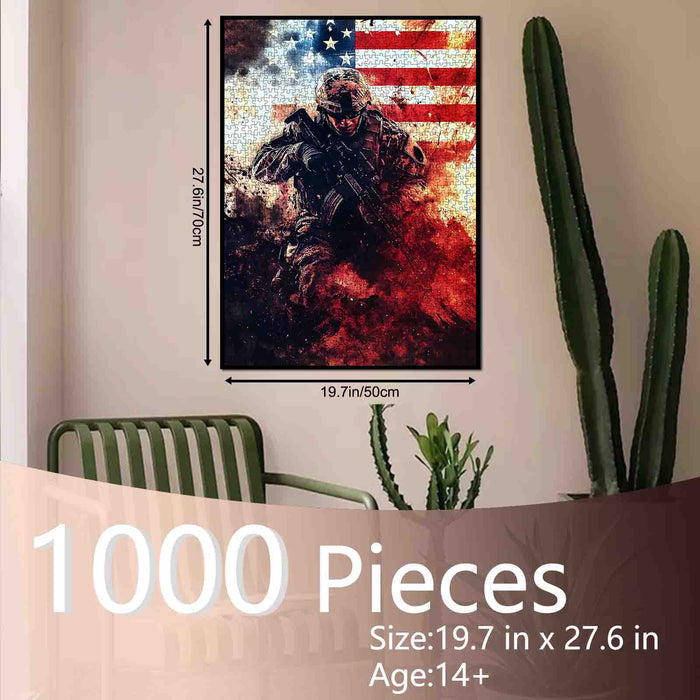Patriotic Battlefield Soldier Jigsaw Puzzle