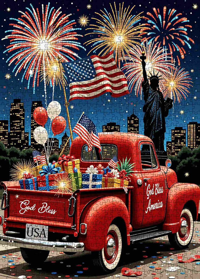 Patriotic Fireworks Celebration Night Jigsaw Puzzle