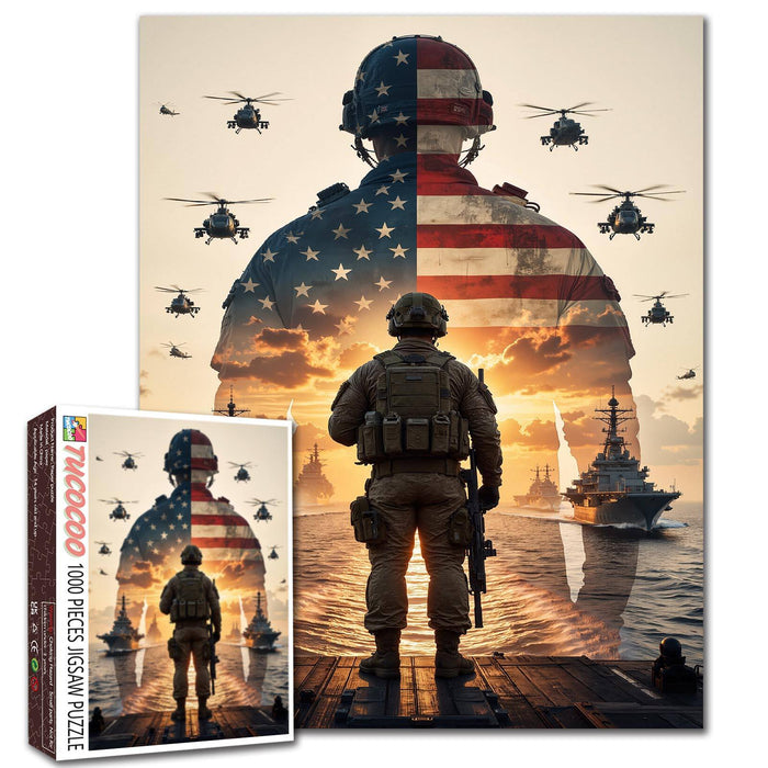Patriotic Soldier Reflection Battlefield Jigsaw Puzzle