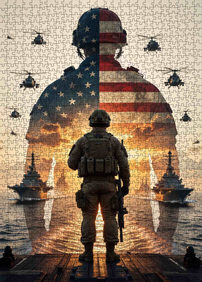 Patriotic Soldier Reflection Battlefield Jigsaw Puzzle