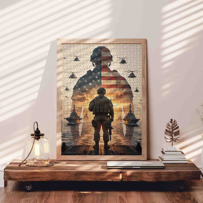 Patriotic Soldier Reflection Battlefield Jigsaw Puzzle