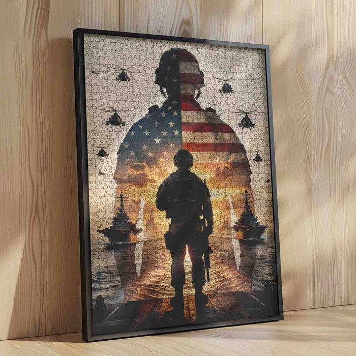 Patriotic Soldier Reflection Battlefield Jigsaw Puzzle