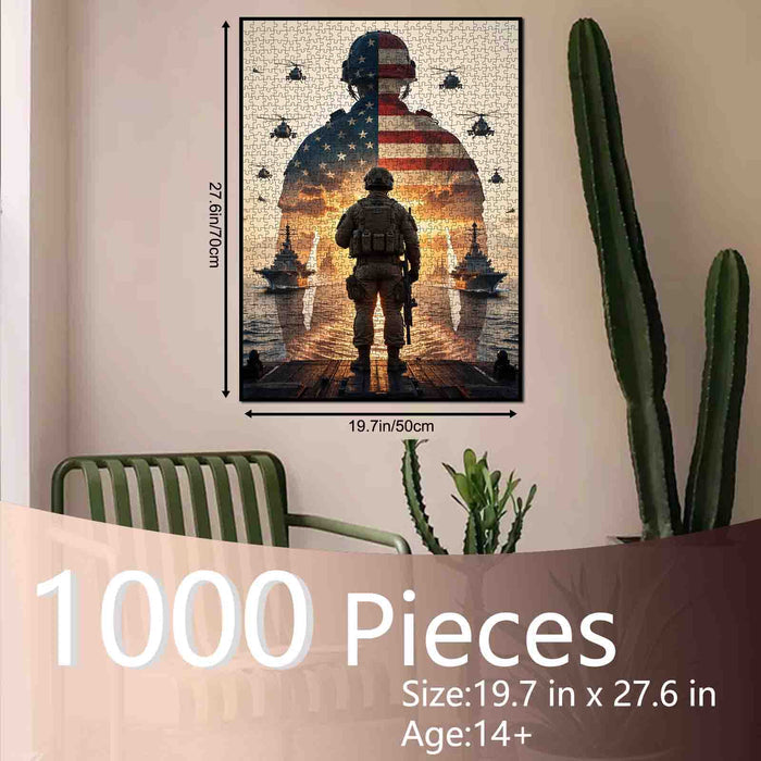 Patriotic Soldier Reflection Battlefield Jigsaw Puzzle