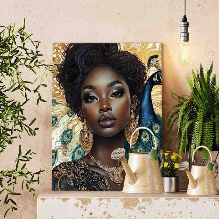 Peacock Queen in Gold Paint by Numbers