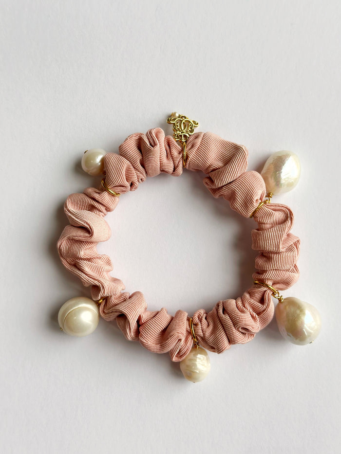 Pearl Moire Scrunchies - Blush