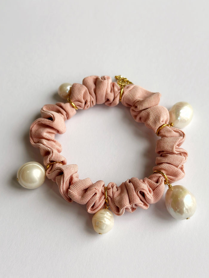 Pearl Moire Scrunchies - Blush