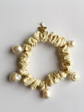 Pearl Moire Scrunchies - Cream