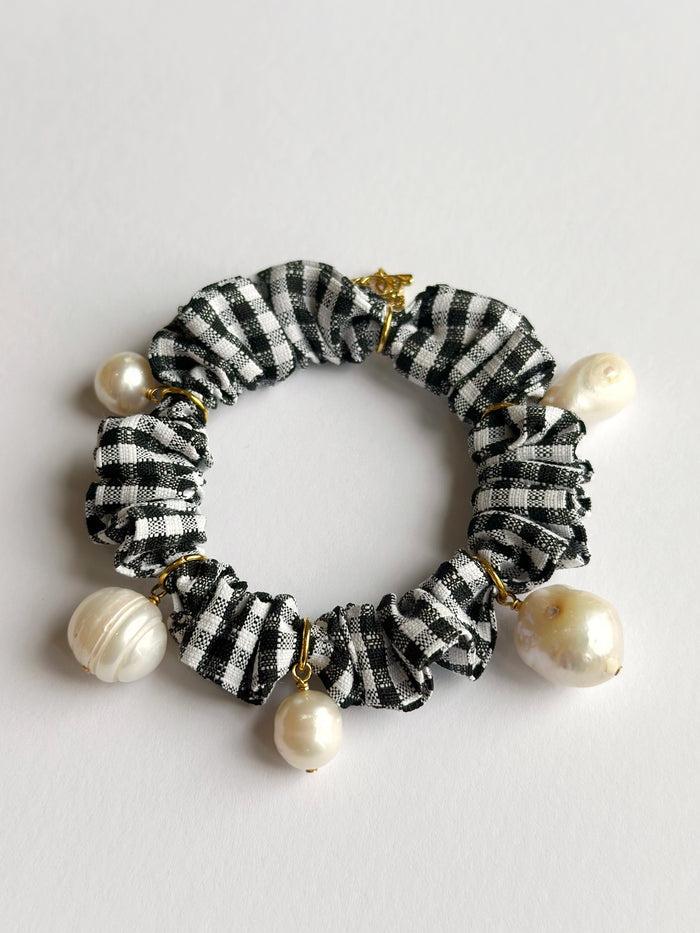 Pearl Moire Scrunchies - Gingham