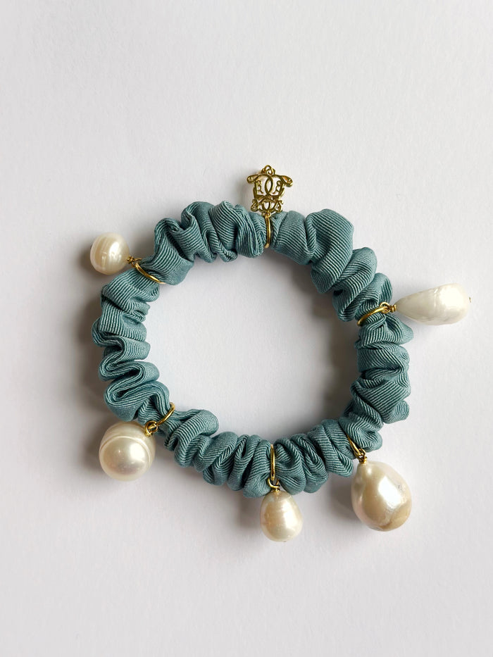 Pearl Moire Scrunchies - Royal Blue