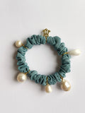 Pearl Moire Scrunchies - Royal Blue