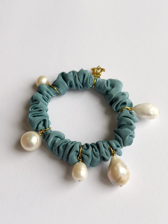 Pearl Moire Scrunchies - Royal Blue