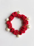 Pearl Moire Scrunchies - Scarlet