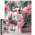 Pig Enjoying Toilet Time Jigsaw Puzzle