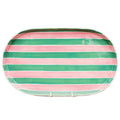 Pink and Green Stripe Oval Platter