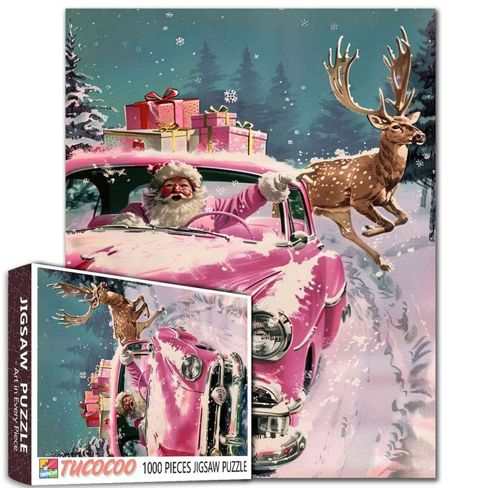 Pink Christmas Drive Jigsaw Puzzle
