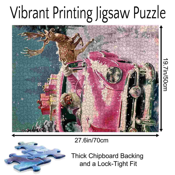Pink Christmas Drive Jigsaw Puzzle