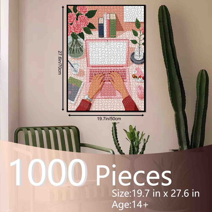 Pink Workspace Serenity Jigsaw Puzzle