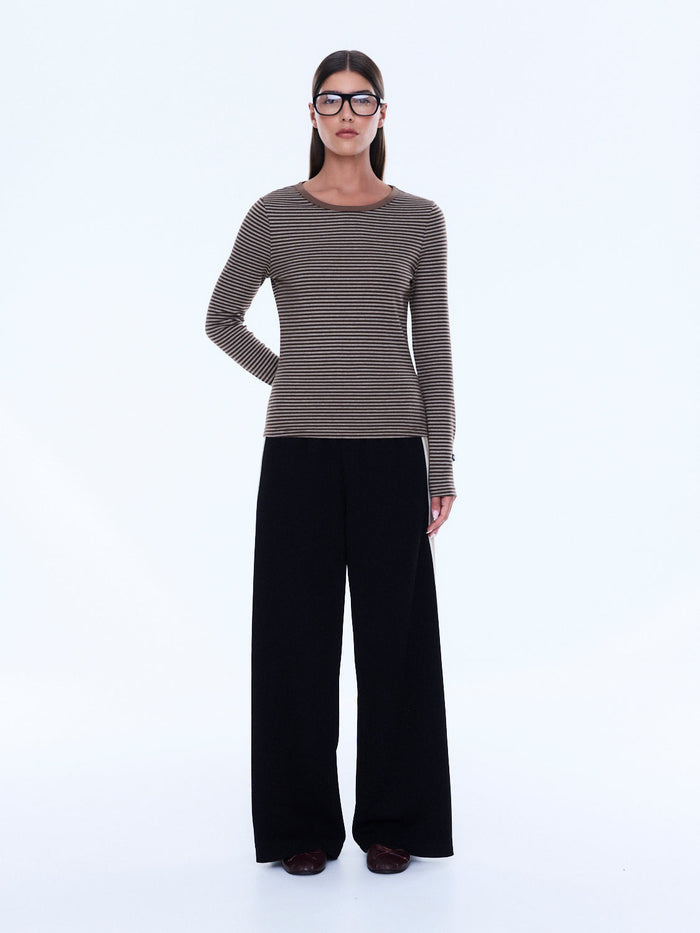 Piper Long Sleeve Stripe Top - Sand Stripe