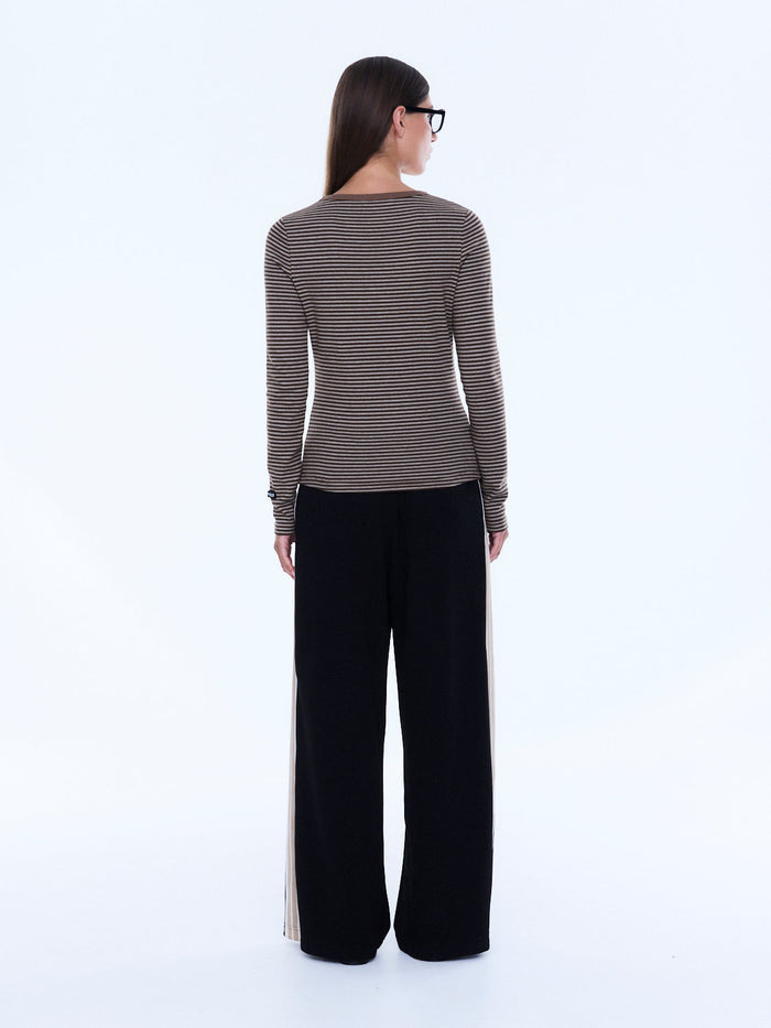 Piper Long Sleeve Stripe Top - Sand Stripe