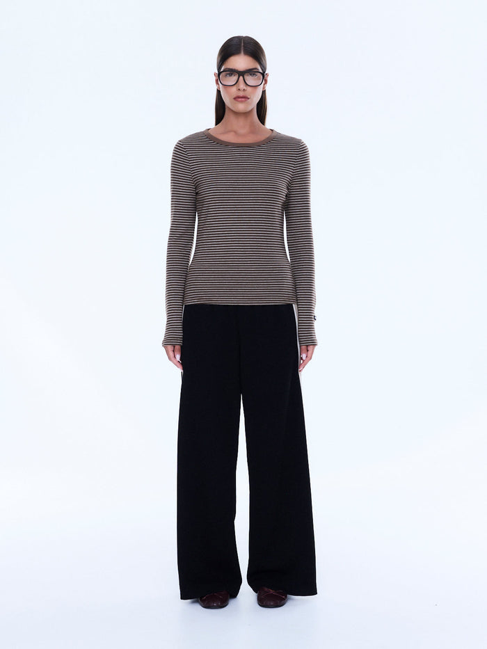 Piper Long Sleeve Stripe Top - Sand Stripe