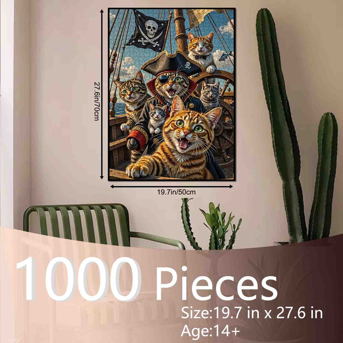Pirate Cat Crew Adventure Ship Jigsaw Puzzle