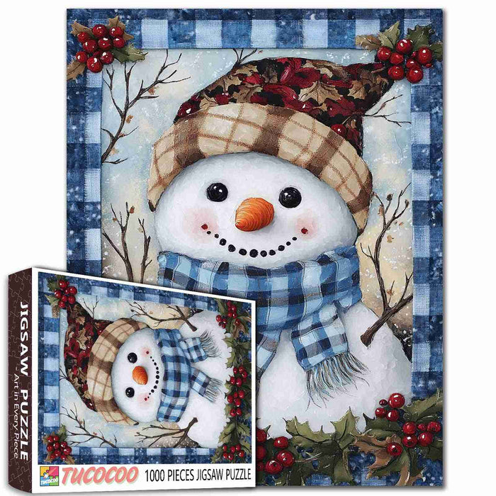 Plaid Scarf Snowman Jigsaw Puzzle