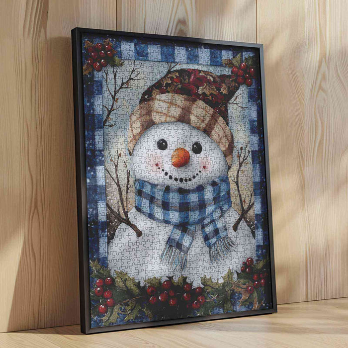 Plaid Scarf Snowman Jigsaw Puzzle