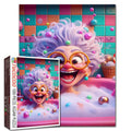 Playful Bubble Bath Granny Cartoon Jigsaw Puzzle
