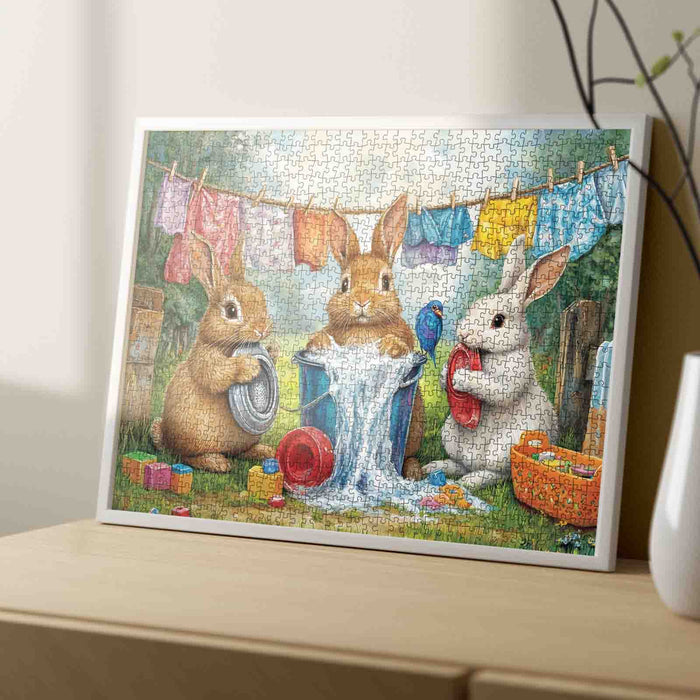 Playful Bunnies Laundry Day Jigsaw Puzzle
