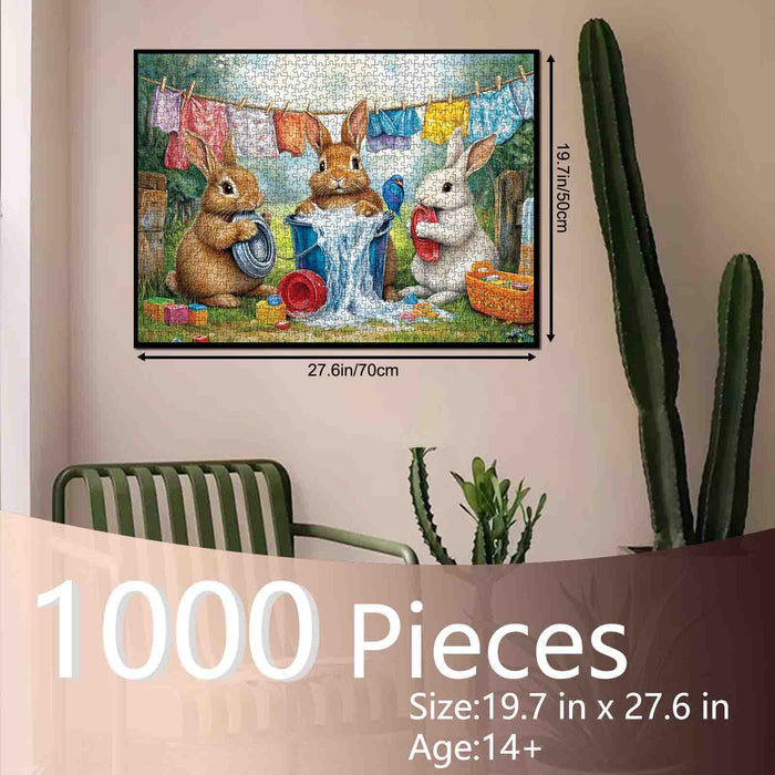 Playful Bunnies Laundry Day Jigsaw Puzzle