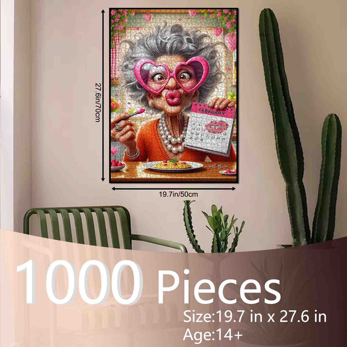 Playful February Love Granny Jigsaw Puzzle