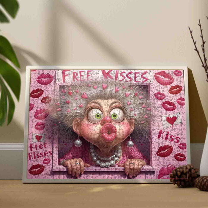 Playful Kiss Granny Window Jigsaw Puzzle