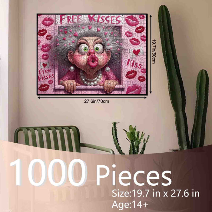 Playful Kiss Granny Window Jigsaw Puzzle