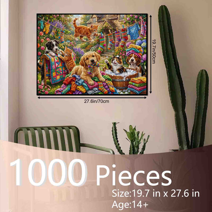 Playful Laundry Day Pets Jigsaw Puzzle