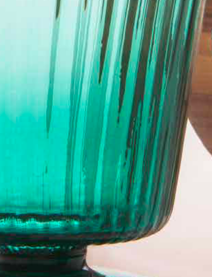 Plisse Water Goblets, Aquamarine/Blue.