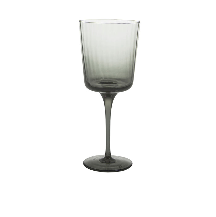 Plisse Wine Glass, Piombo/Smoke