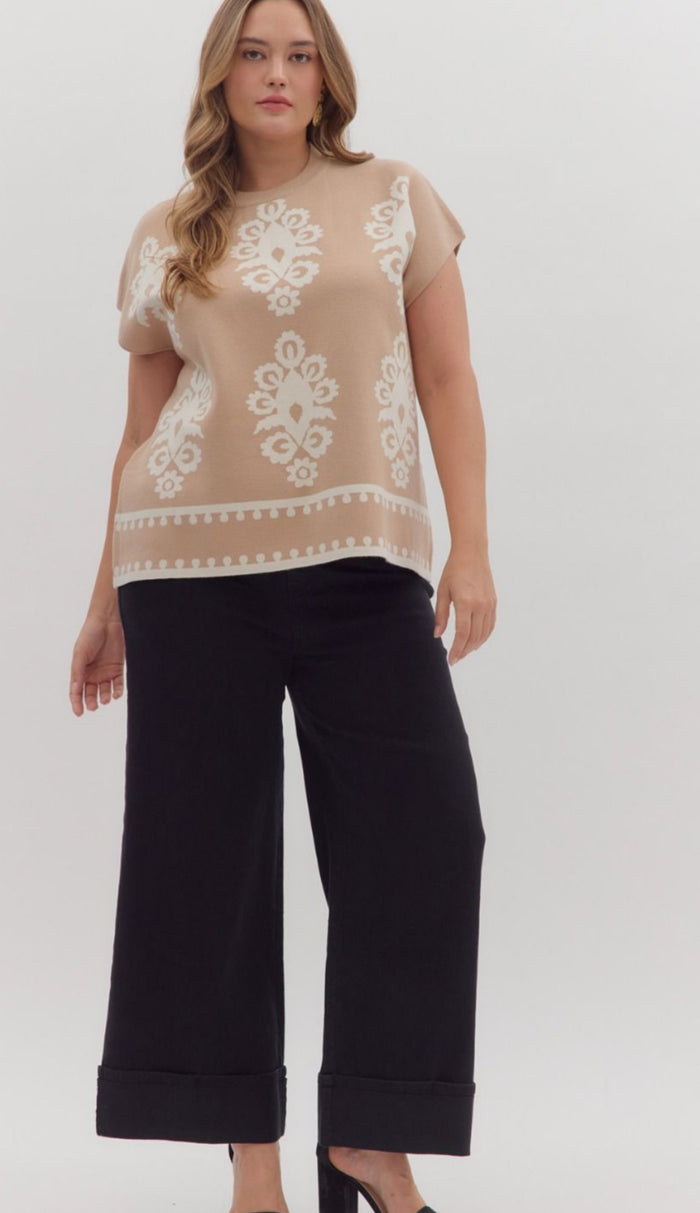 Plus mid rise ankle length pant black