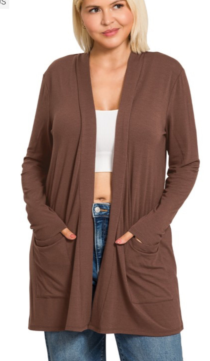 Plus slouchy open front cardigan