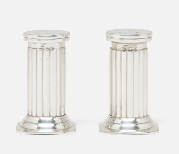 Polished Silver Column Salt and Pepper Shakers