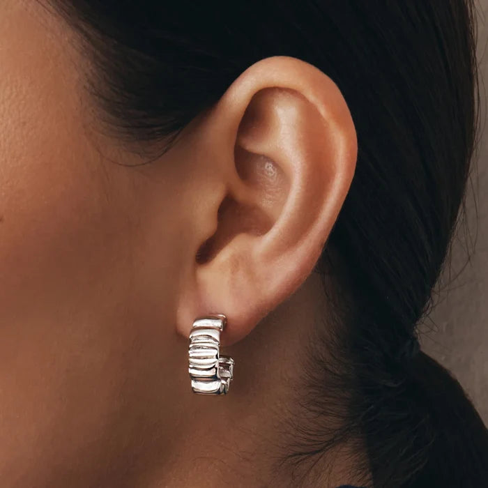 Poppy Wrinkle Earrings - Silver