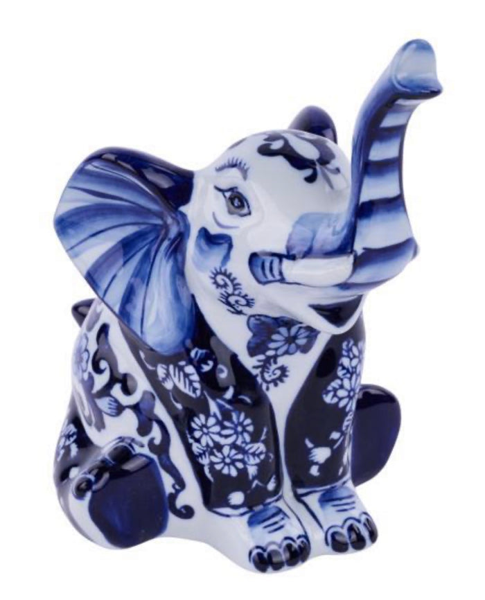 PORCELAIN ELEPHANT BLUE/WHITE